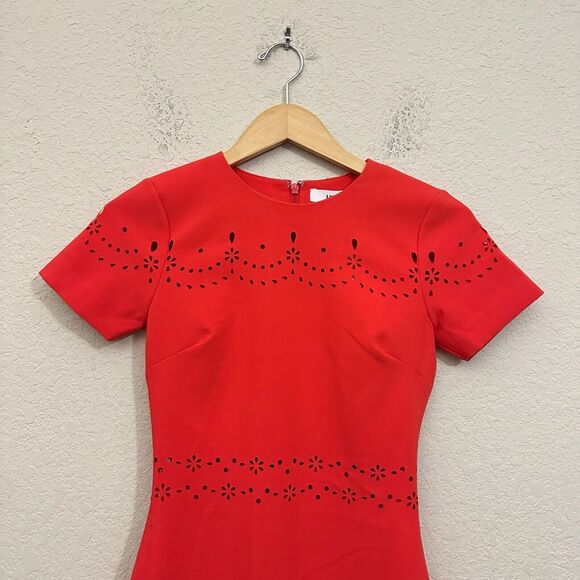 LIKELY Eyelet Manhattan Mini Dress Red Short Sleeve Party NWT *FLAWS* - Picture 4 of 15